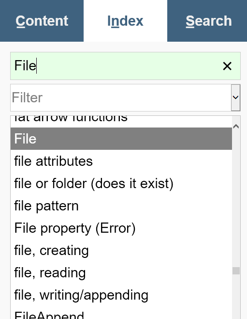 File, File attributes, File or Folder, File pattern, File Creating 등의 키워드가 있는 검색 결과 화면